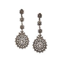 ANTIQUE, SILVER-TOPPED GOLD AND DIAMOND EARRINGS