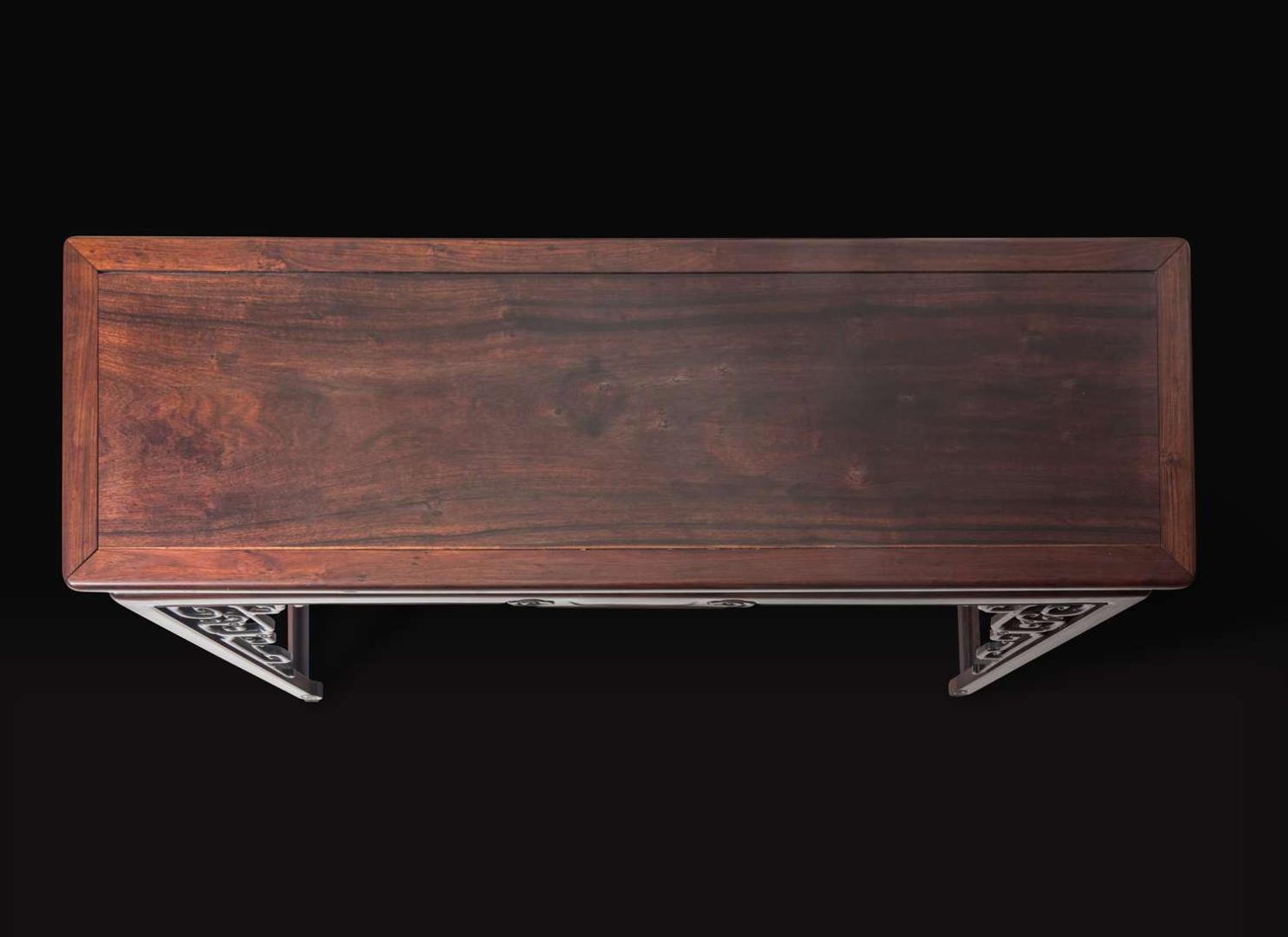 An unusual Chinese carved hongmu qin table, late Qing dynasty 紅木琴桌 晚清