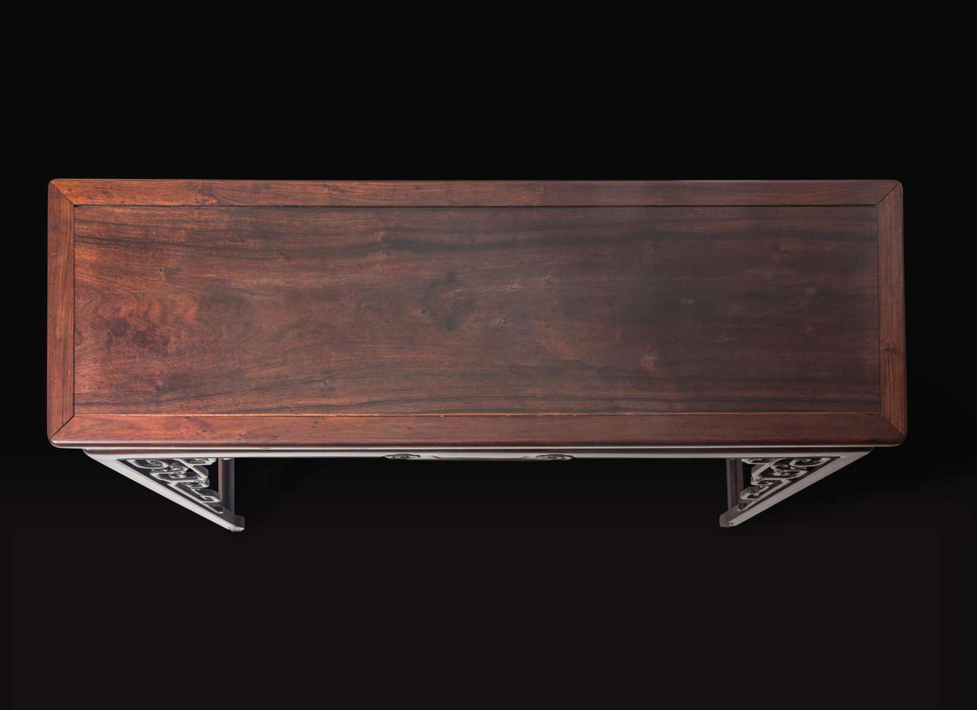 An unusual Chinese carved hongmu qin table, late Qing dynasty 紅木琴桌 晚清