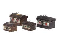 Four Miniature Polychrome Painted Tole Boxes