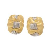 HENRY DUNAY, YELLOW GOLD, PLATINUM AND DIAMOND EARRINGS