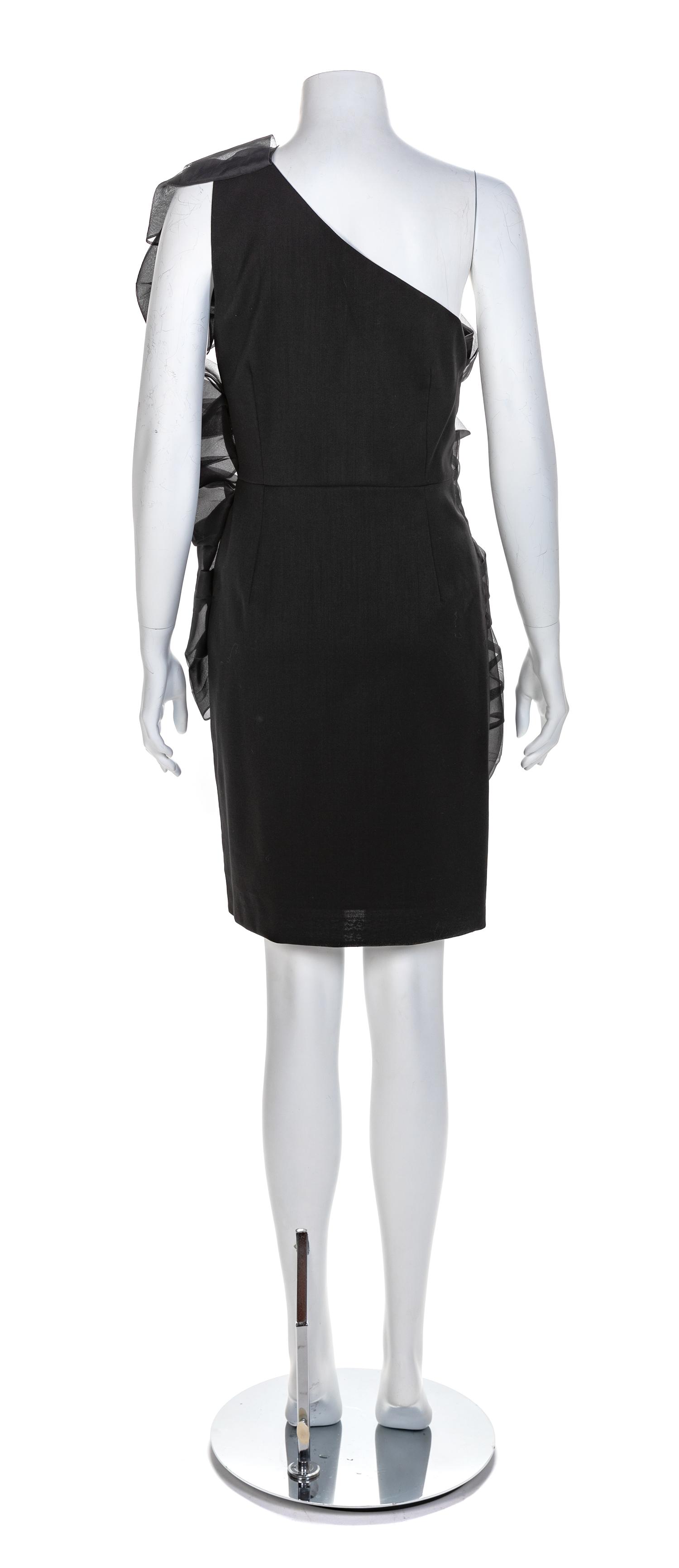 Valentino Noir Technocouture Black Bow One Shoulder Dress, 1990-2000s No size label