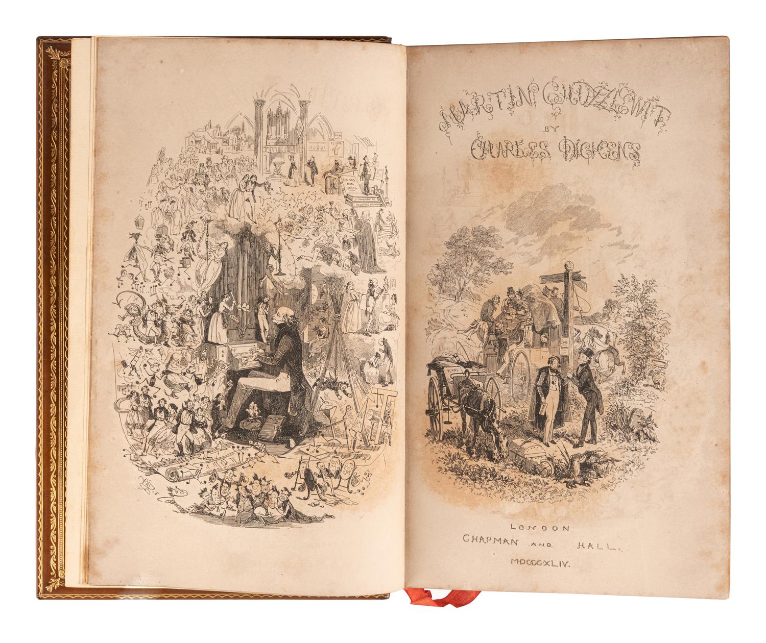DICKENS, Charles (“Boz”) (1812-1870). The Life and Adventures of Martin Chuzzlewit. Hablot Knight Browne (“Phiz”) (1815-1882), illustrator. London: Chapman and Hall, 1844.