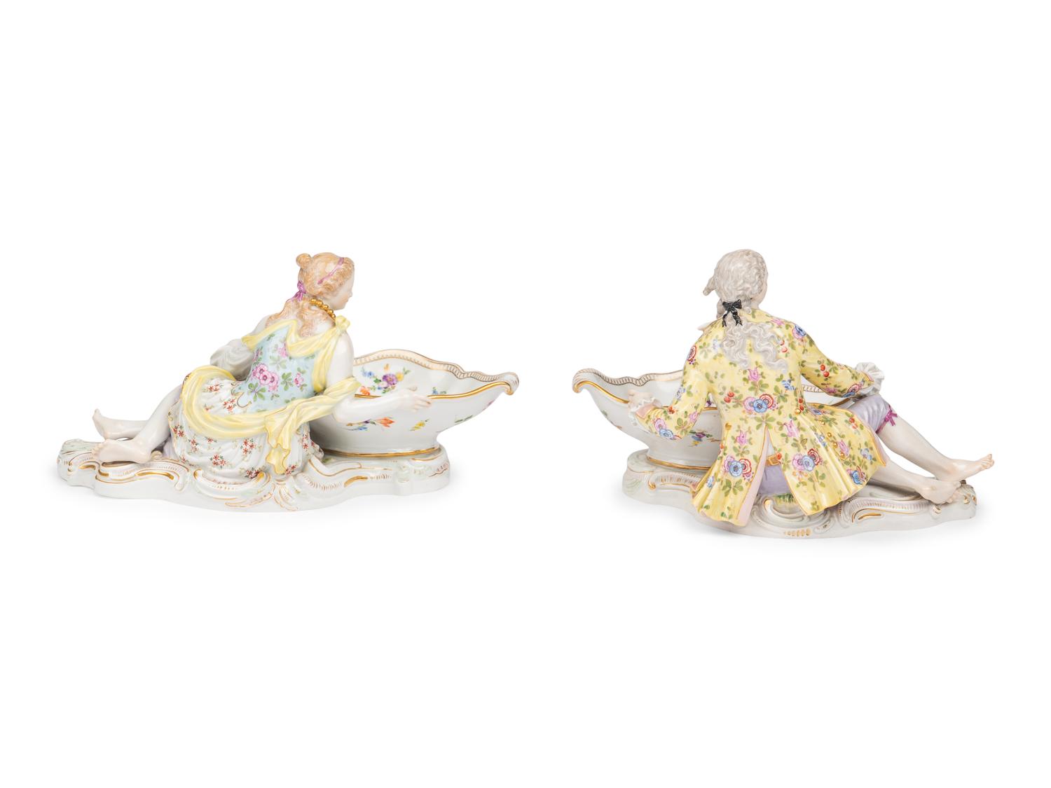 Two Meissen Porcelain Figural Sweetmeat Dishes