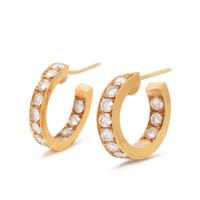 DIAMOND AND YELLOW GOLD HOOP EARRINGS