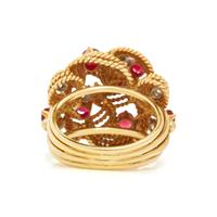 YELLOW GOLD, RUBY AND DIAMOND SET