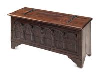 A Renaissance Revival Oak and Walnut Coffer