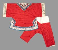 A Red Ground Embroidered Silk Lady's Jacket and Pants