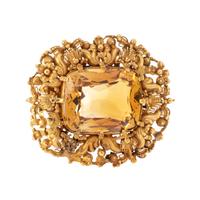YELLOW GOLD AND CITRINE BROOCH