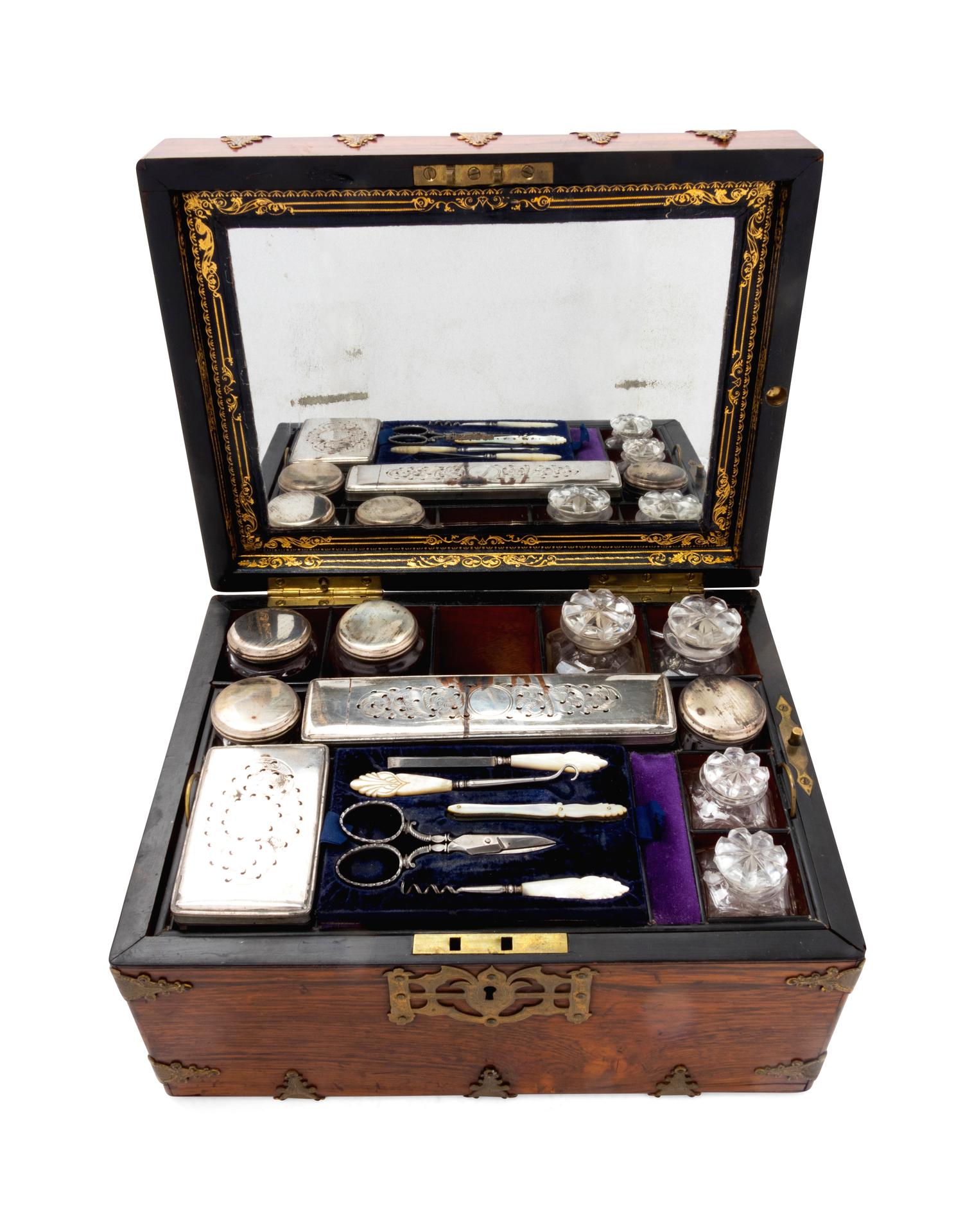 A Victorian Brass Mounted Dressing Case