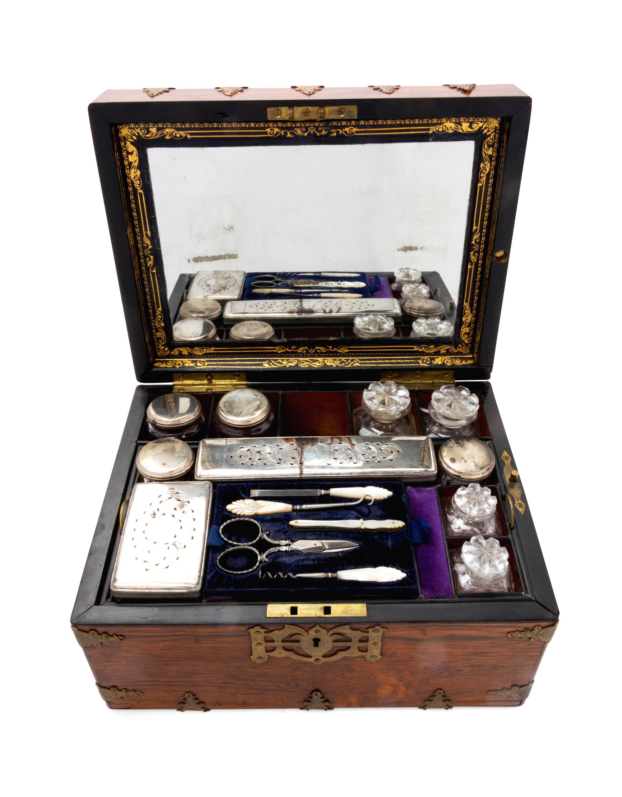 A Victorian Brass Mounted Dressing Case