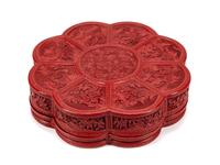 A Chinese Carved Red Lacquer Box and Cover
