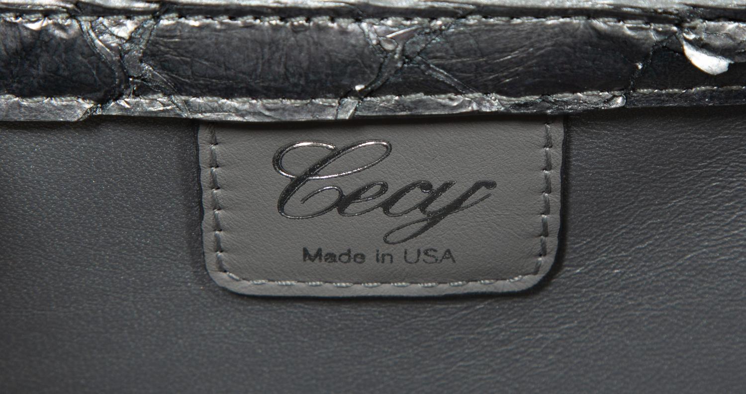 Cecy Martinez Silver Fish Skin Handbag