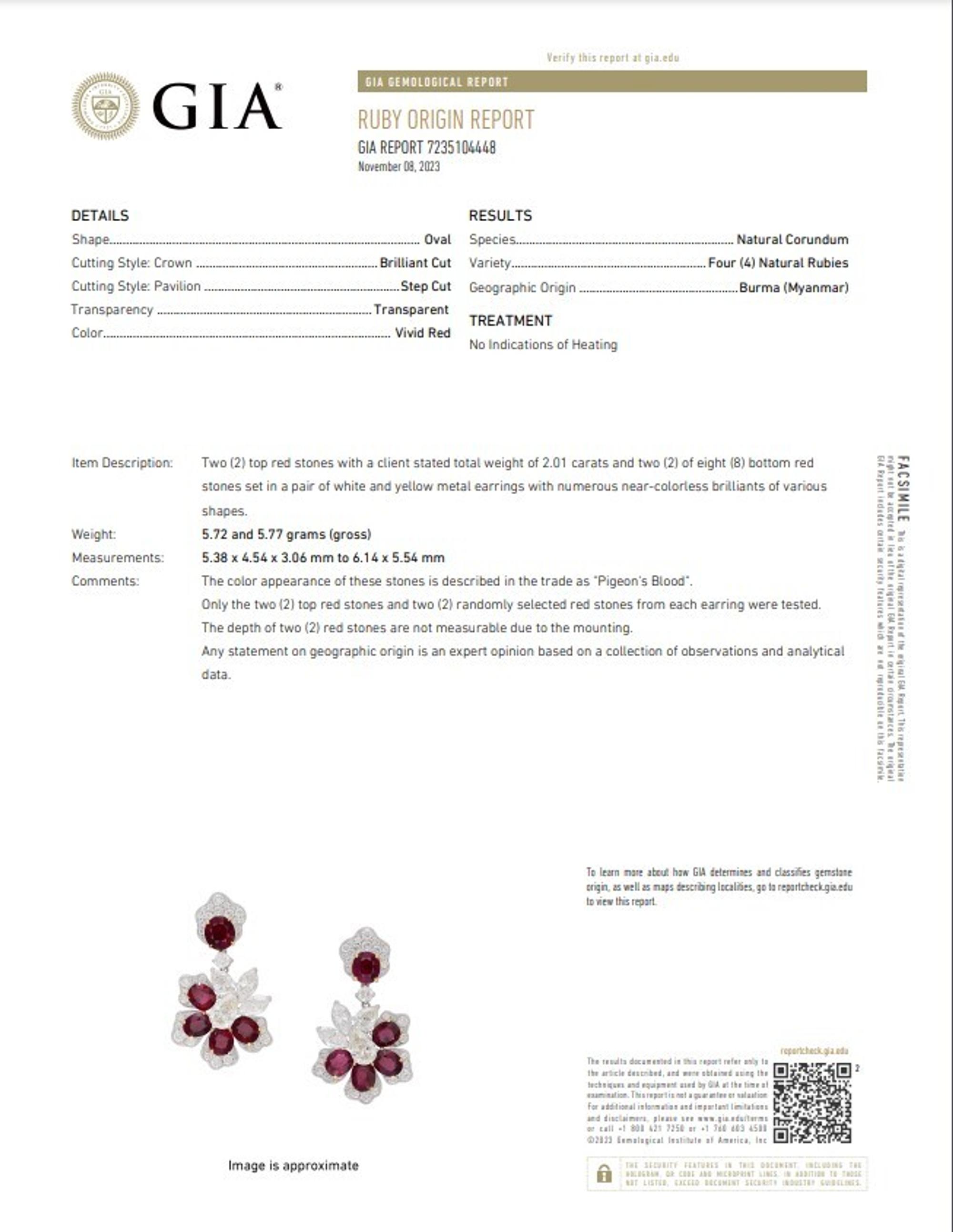UNHEATED BURMESE RUBY AND DIAMOND FLOWER EARRINGS