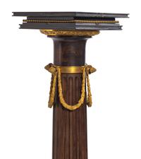 A Continental Gilt Bronze Mounted Walnut Pedestal