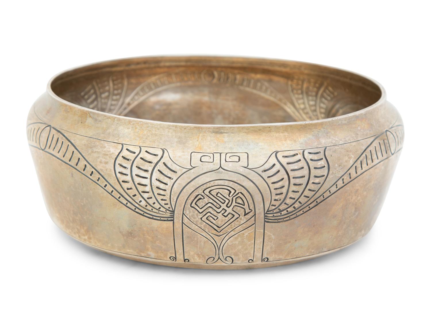 An American Silver and Silver Gilt Hand Hammered Bowl