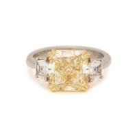 FANCY YELLOW DIAMOND AND DIAMOND RING