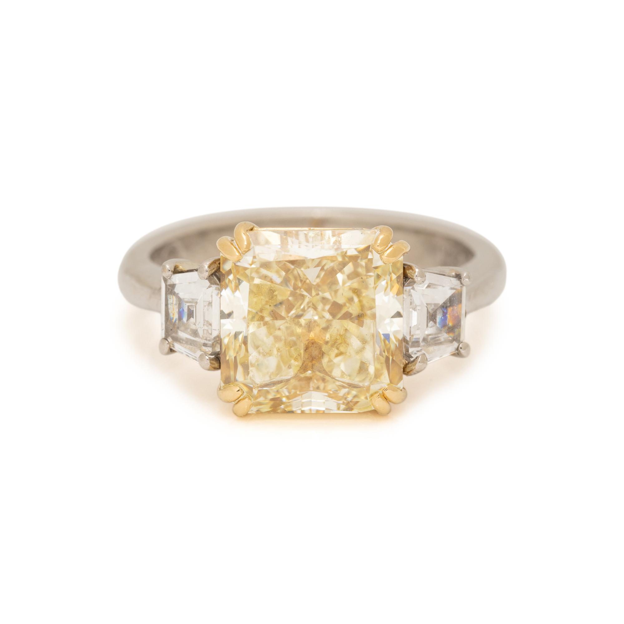 FANCY YELLOW DIAMOND AND DIAMOND RING