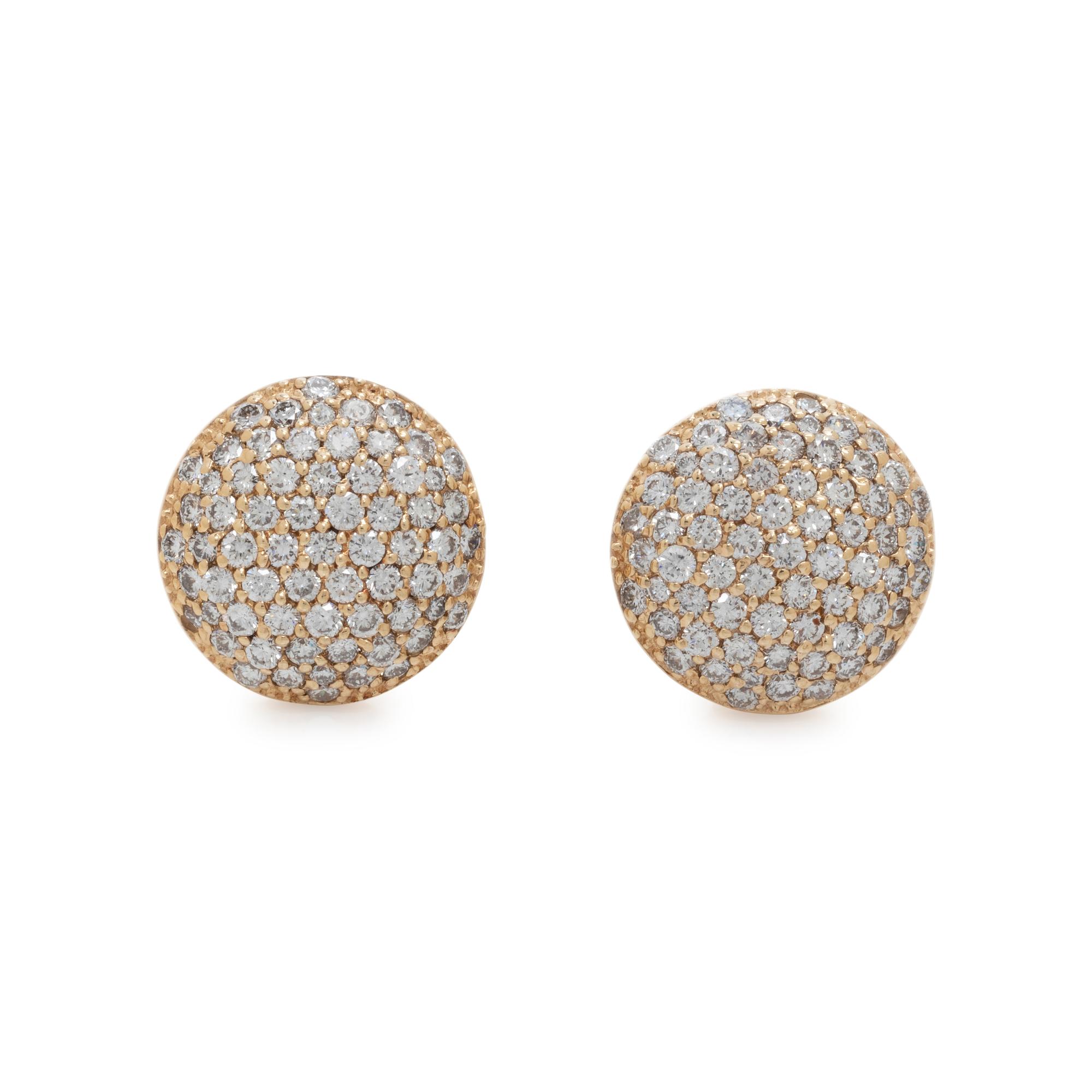 SONIA B., YELLOW GOLD AND DIAMOND EARCLIPS