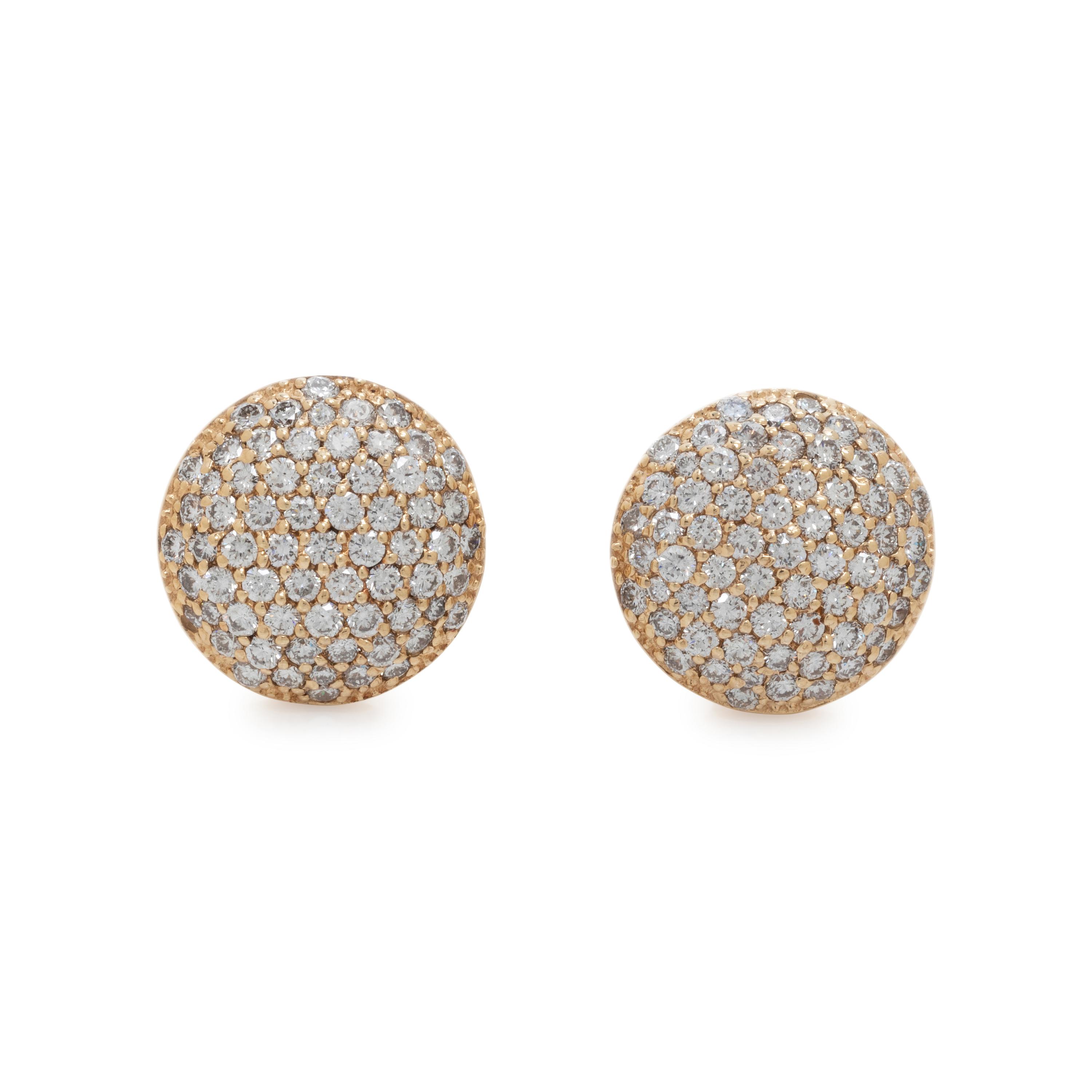 SONIA B., YELLOW GOLD AND DIAMOND EARCLIPS