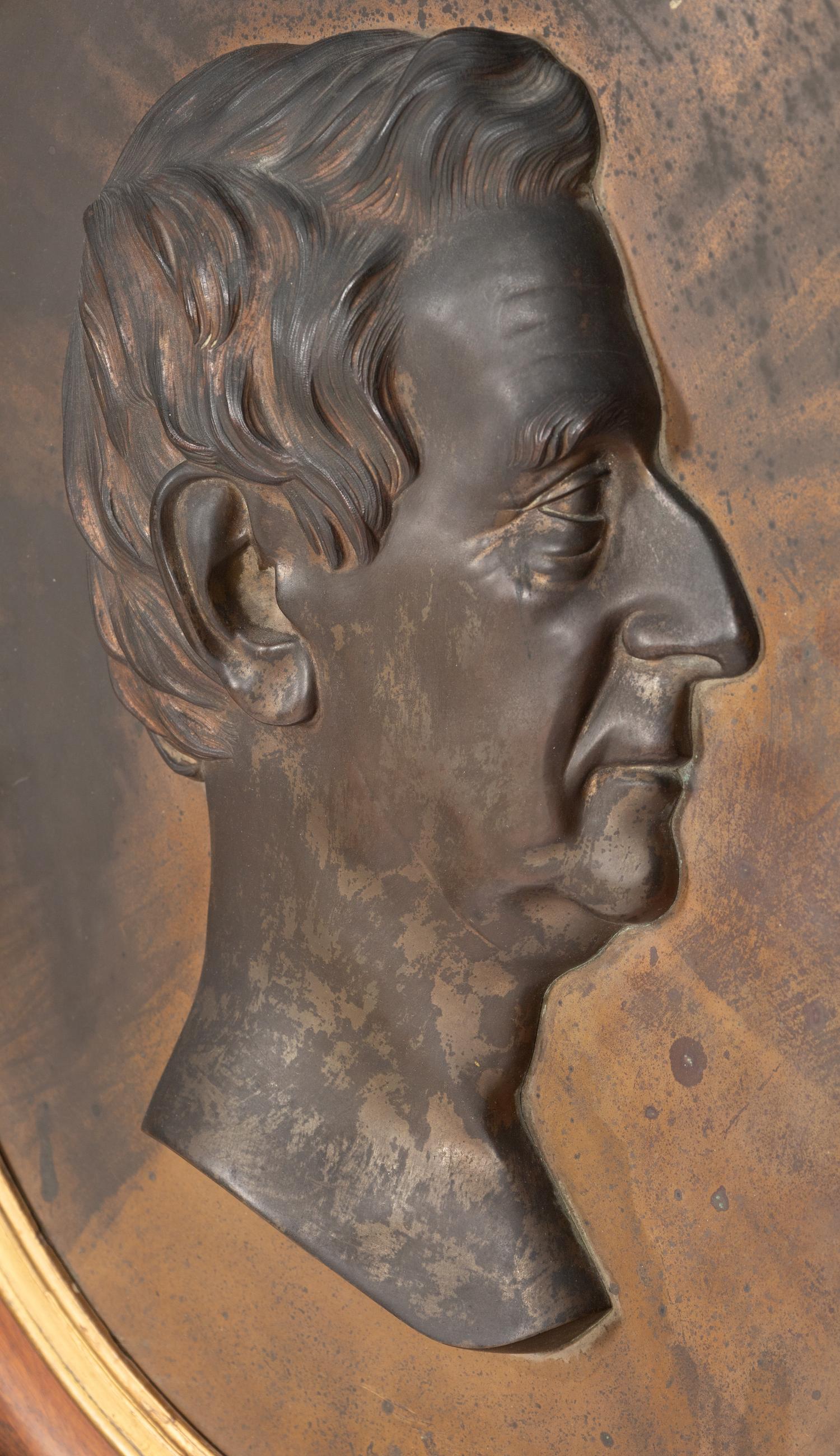 A Large Continental Bronze Relief Plaque of a Gentleman