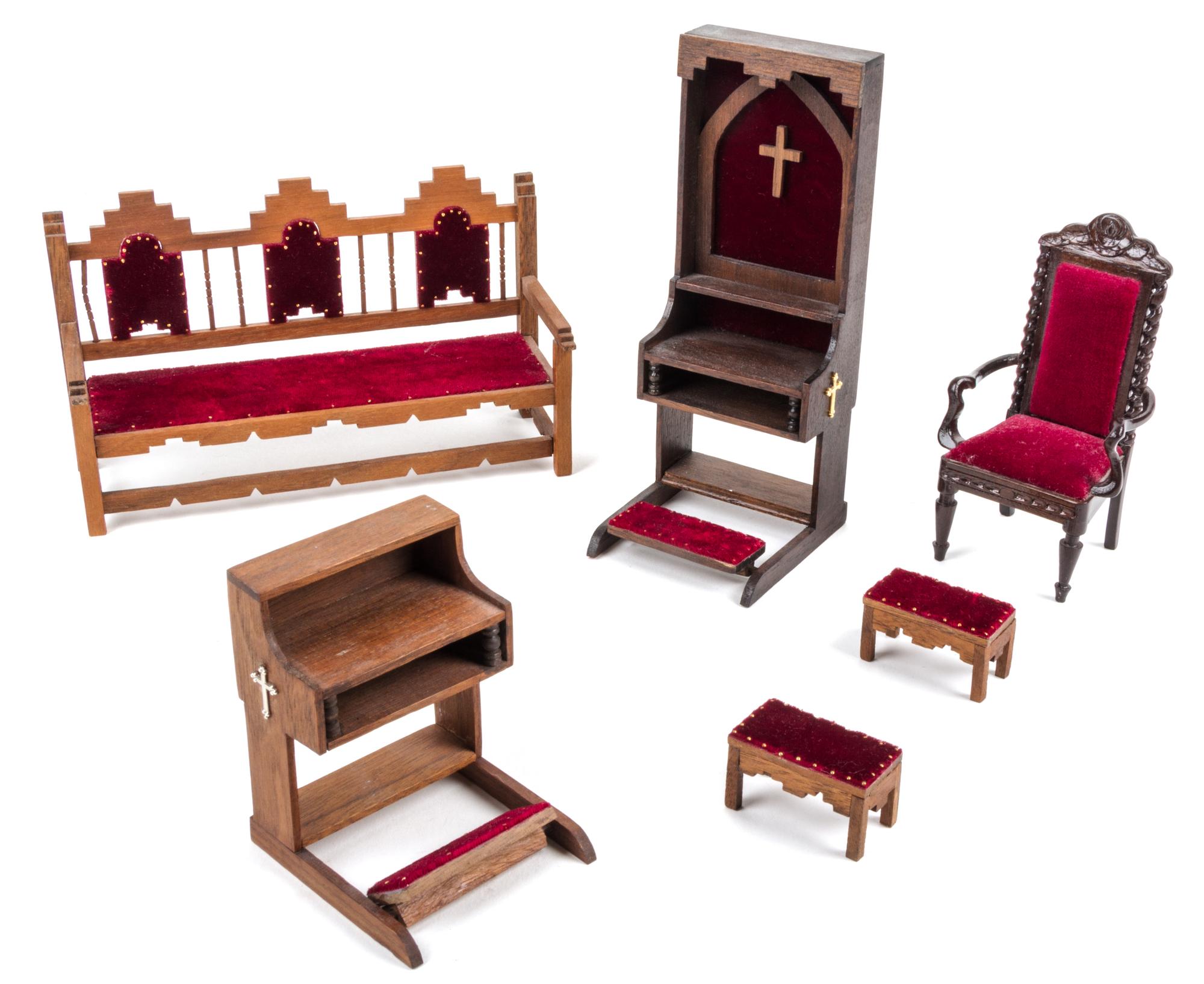 Six Furniture Articles Width of settee 6 1/4 inches.
