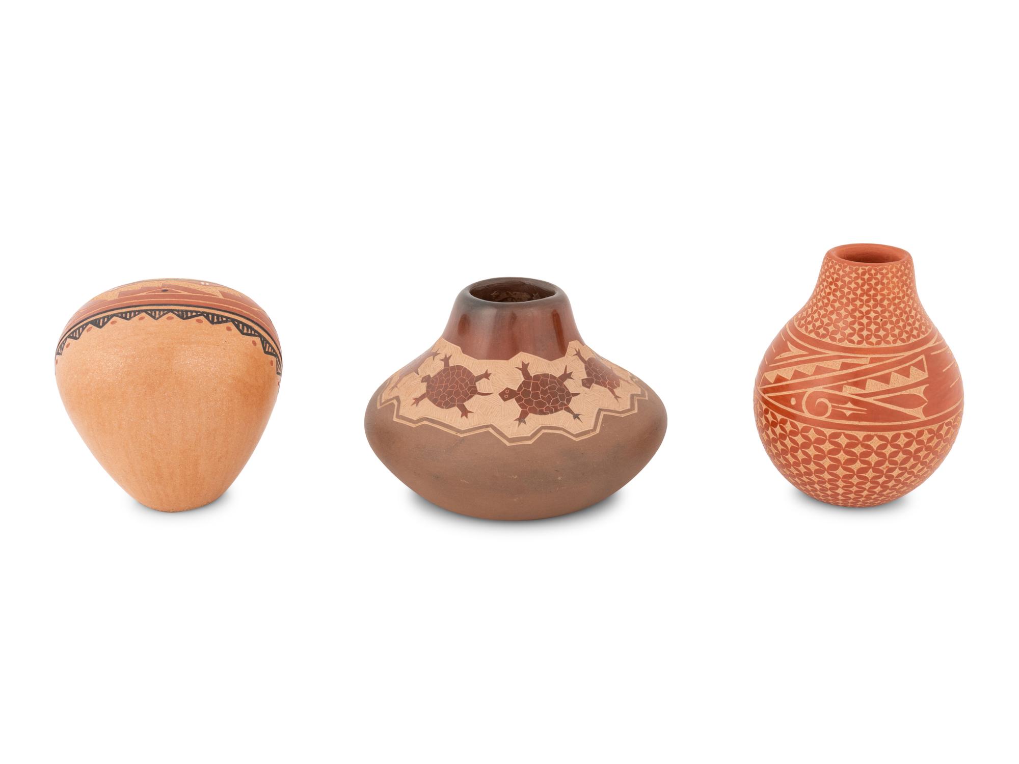 Jemez and Santa Clara Sgraffito Pottery Jars