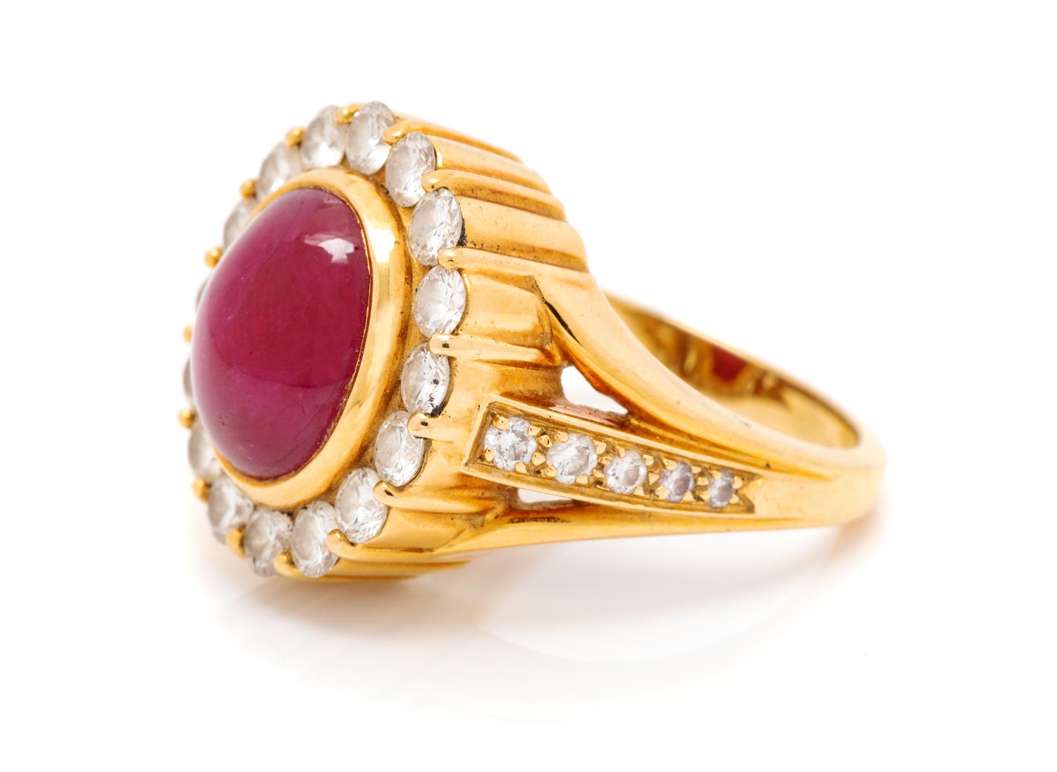 An 18 Karat Yellow Gold, Ruby and Diamond Ring, Montreaux,