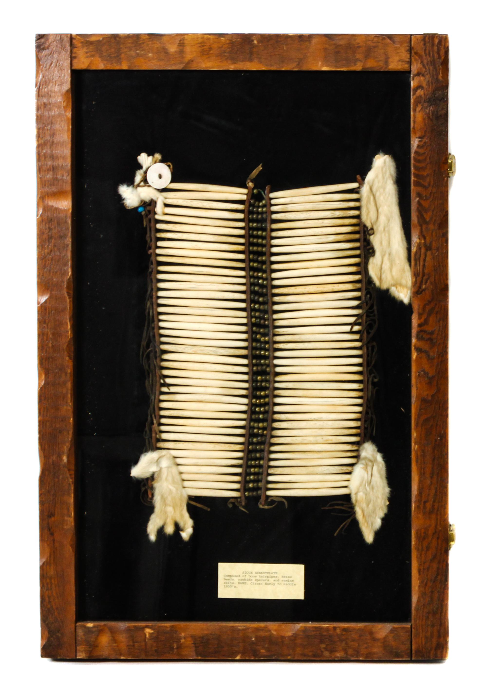 A Plains Hairpipe Breastplate Length of breast plate 14 3/4 inches.