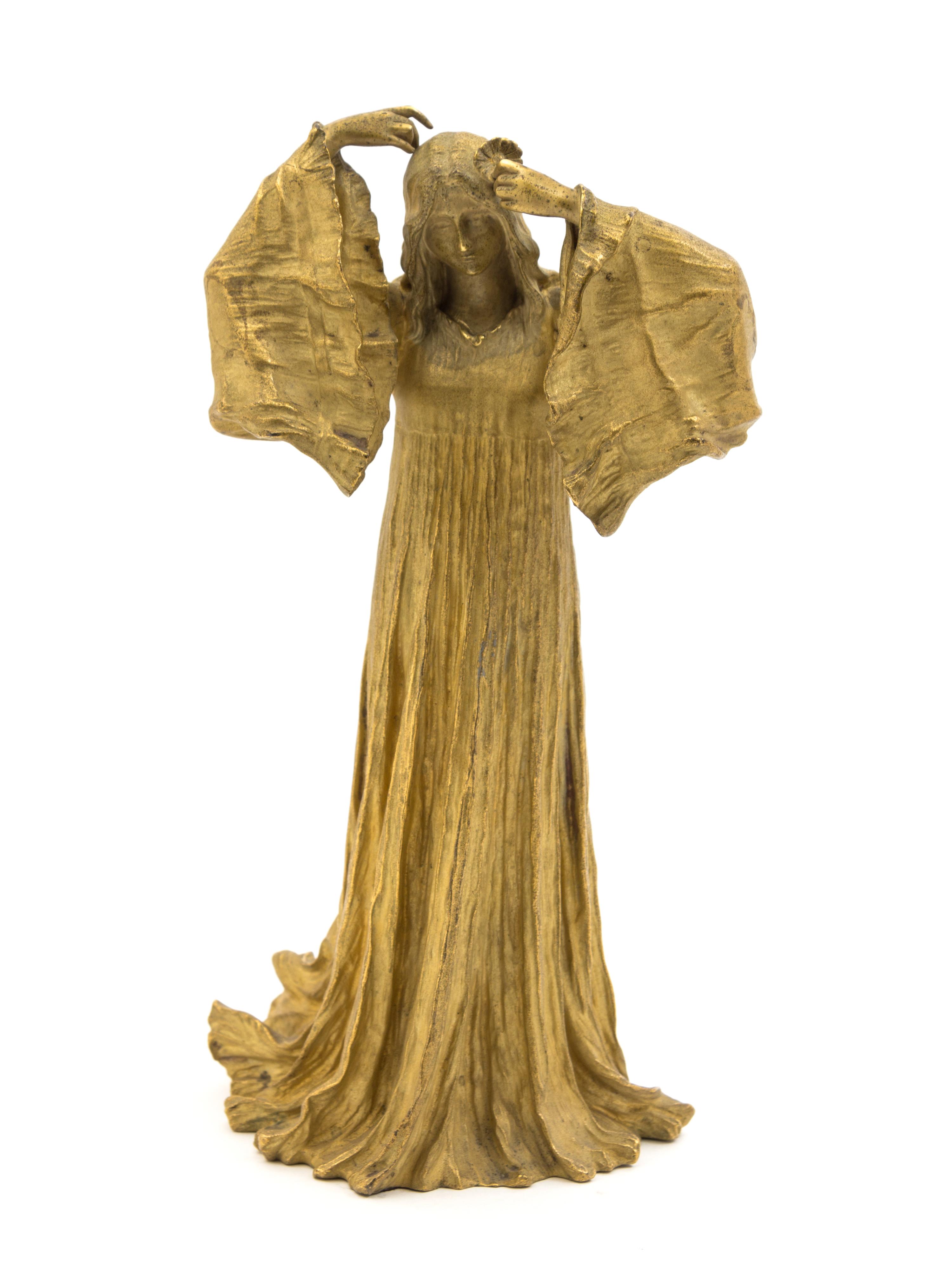 A French Gilt Bronze Figure, Agathon Leonard Height 10 inches.