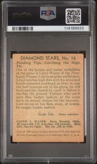 A 1934 Diamond Stars Lloyd Waner Baseball Card No. 16 (PSA 2 GOOD)