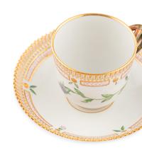 A Set of Eight Royal Copenhagen Flora Danica Porcelain Teacups and Saucers