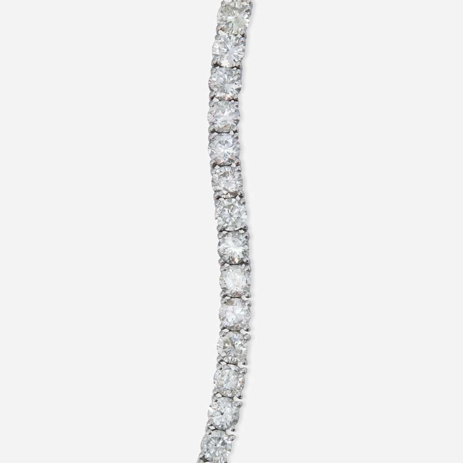 A 14K White Gold and Diamond Line Bracelet