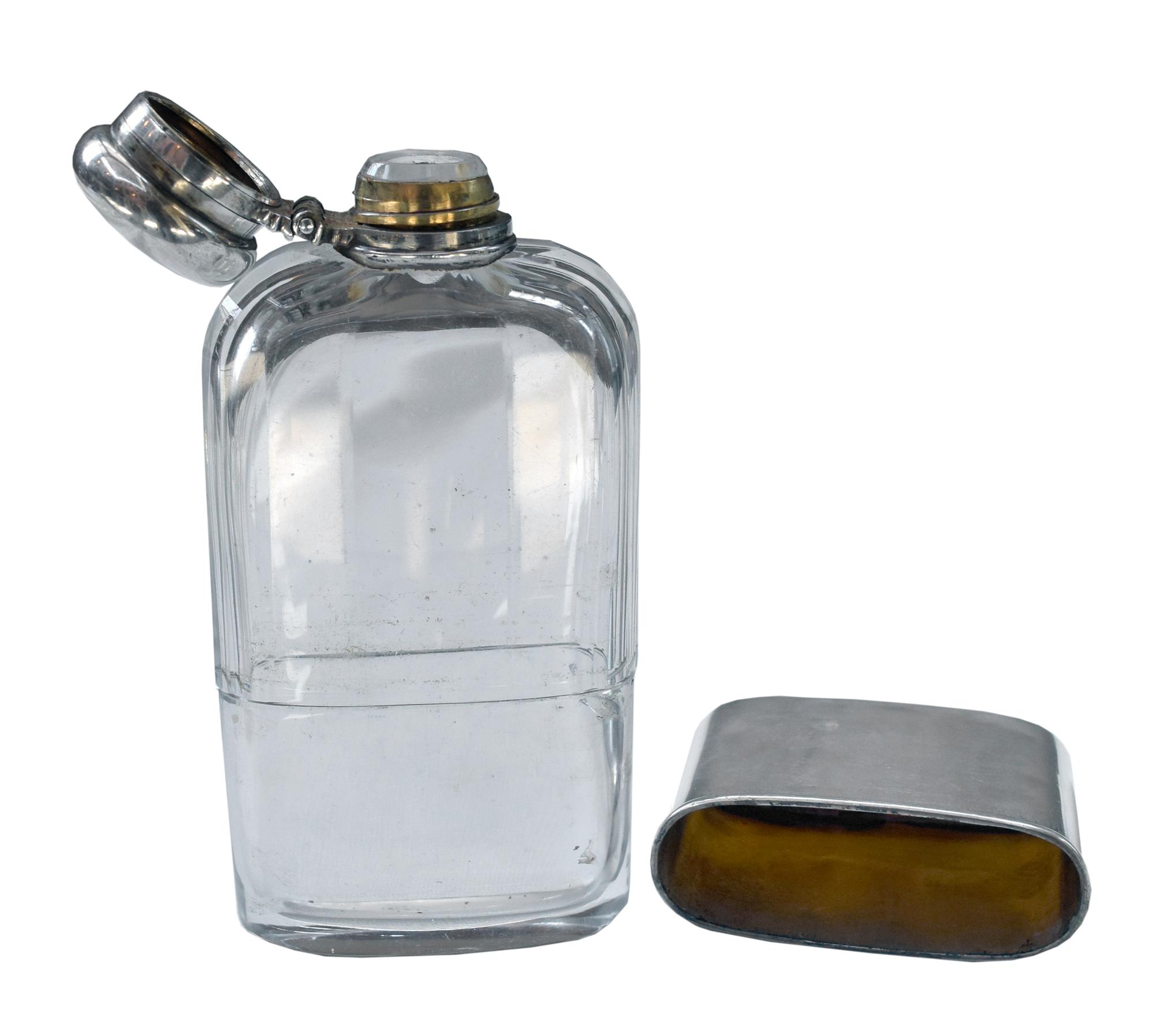 A Tiffany & Co. Cut Glass and Silver Flask 2.5" W x 1" D x 5.25" H, — United States, Circa 1889
