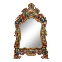 A Venetian Rococo Style Polychrome Painted and Parcel Gilt Mirror