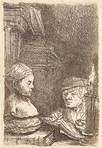 Rembrandt van Rijn (Dutch, 1606–1669) — Man Drawing from a Cast , 1641