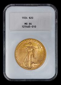 A United States 1924 Saint-Gaudens Gold $20 Coin