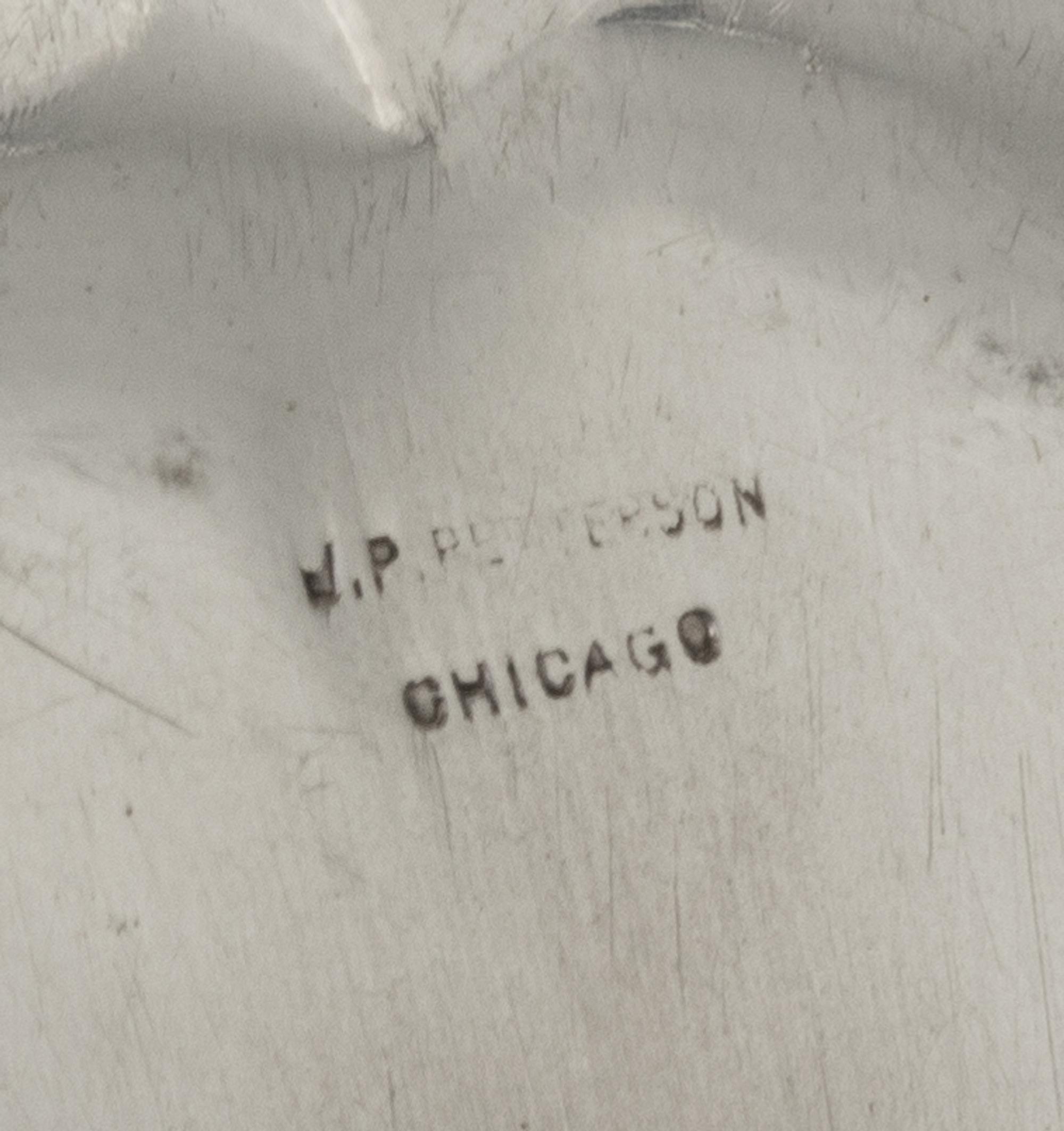 An American Silver Bowl, J.P. Peterson, Chicago, IL, 1920, of circular form with lobed sides and a spot-hammered finish, the underside