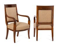 A Group of Six Empire Mahogany Arm Chairs