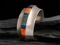 Sterling Silver and Inlay Cuff Bracelet