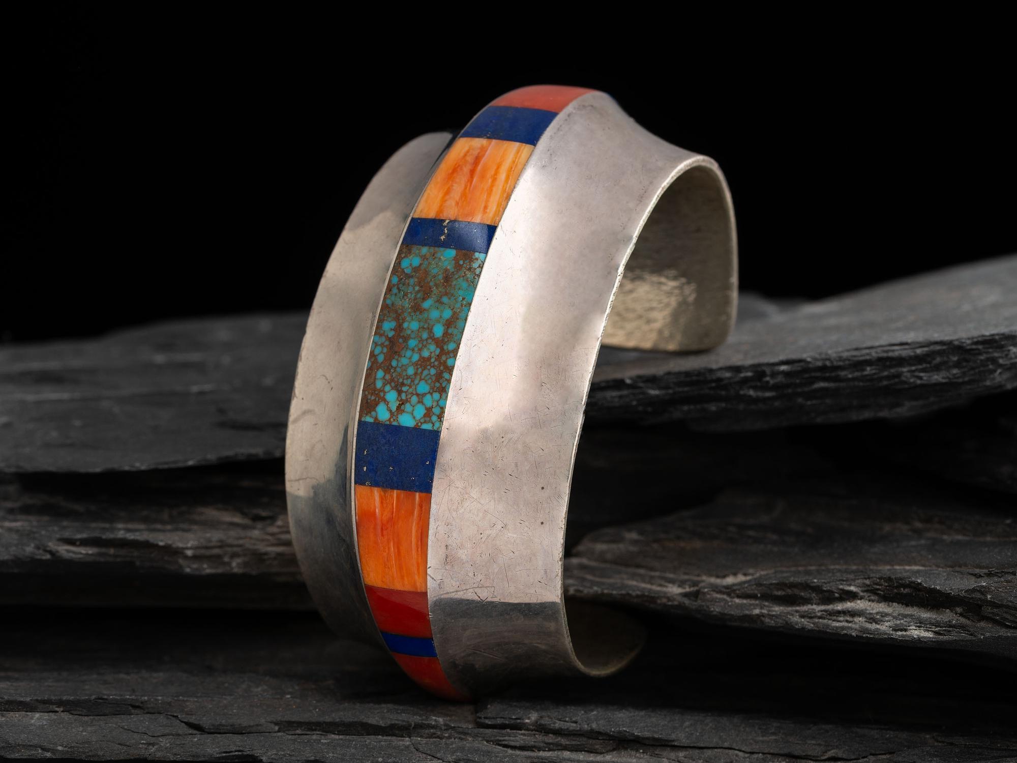 Sterling Silver and Inlay Cuff Bracelet