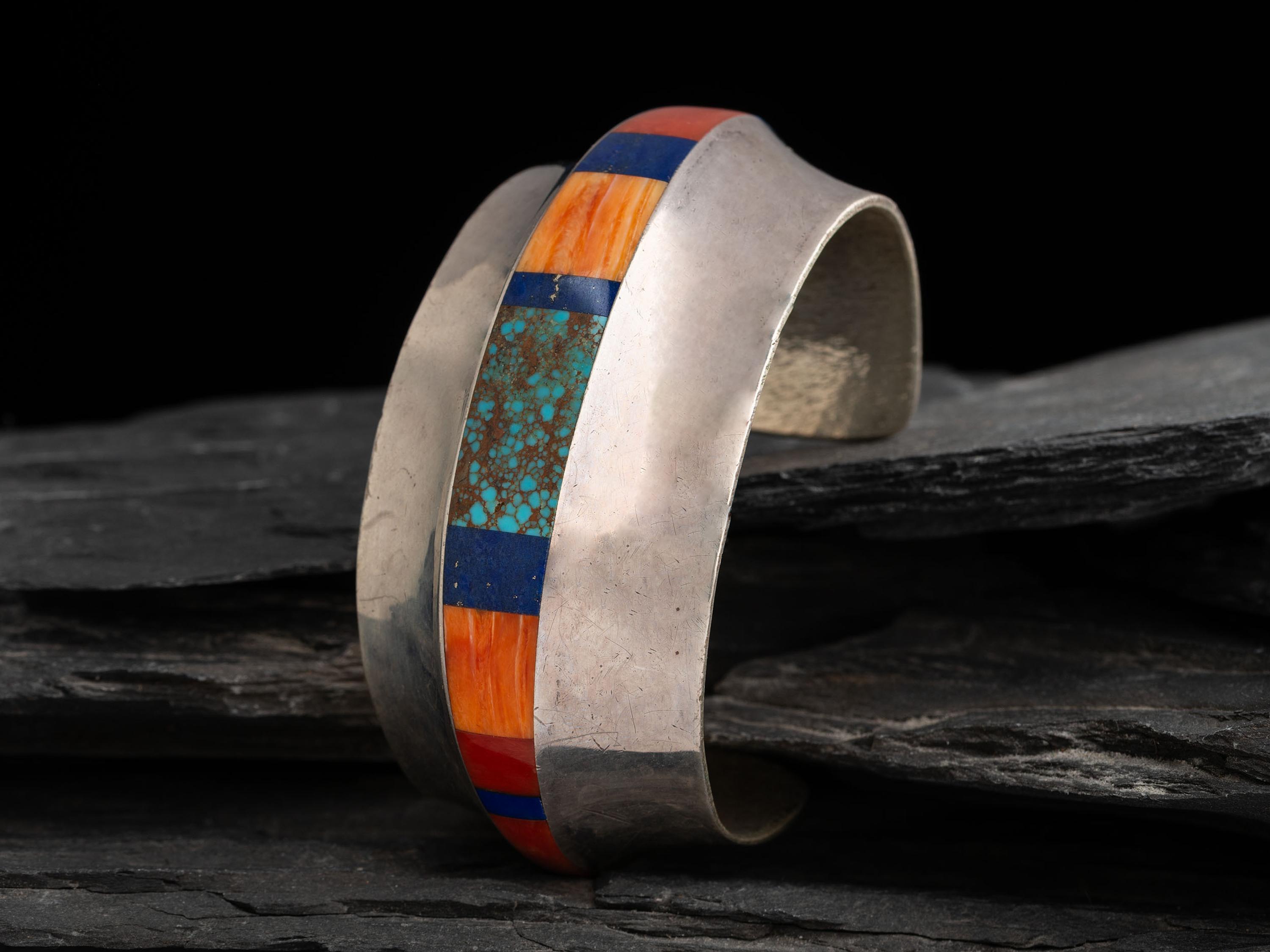 Sterling Silver and Inlay Cuff Bracelet