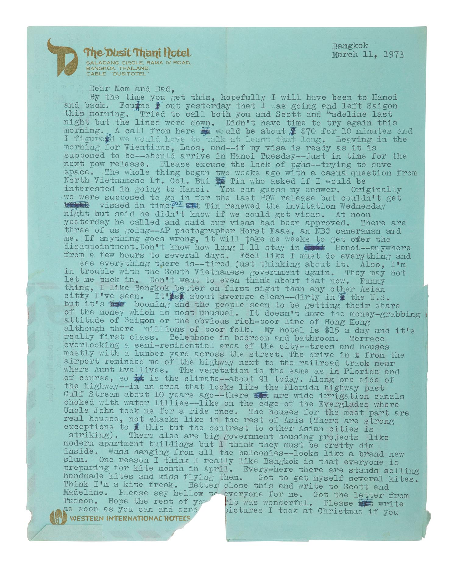 [VIETNAM WAR] - [WOMEN]. Vietnam War-era papers of Pulitzer Prize-winning combat journalist Tracy A. Wood (1943-2020), including documents related to the 1973 release of American POWs in Hanoi.