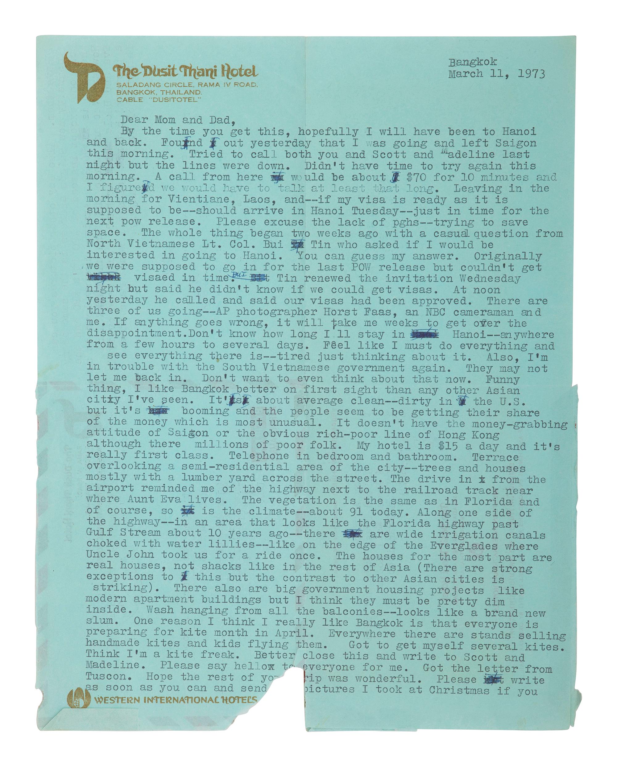 [VIETNAM WAR] - [WOMEN]. Vietnam War-era papers of Pulitzer Prize-winning combat journalist Tracy A. Wood (1943-2020), including documents related to the 1973 release of American POWs in Hanoi.