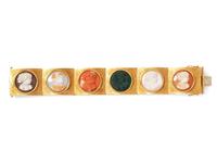 An 18 Karat Yellow Gold and Hardstone Cameo Bracelet,