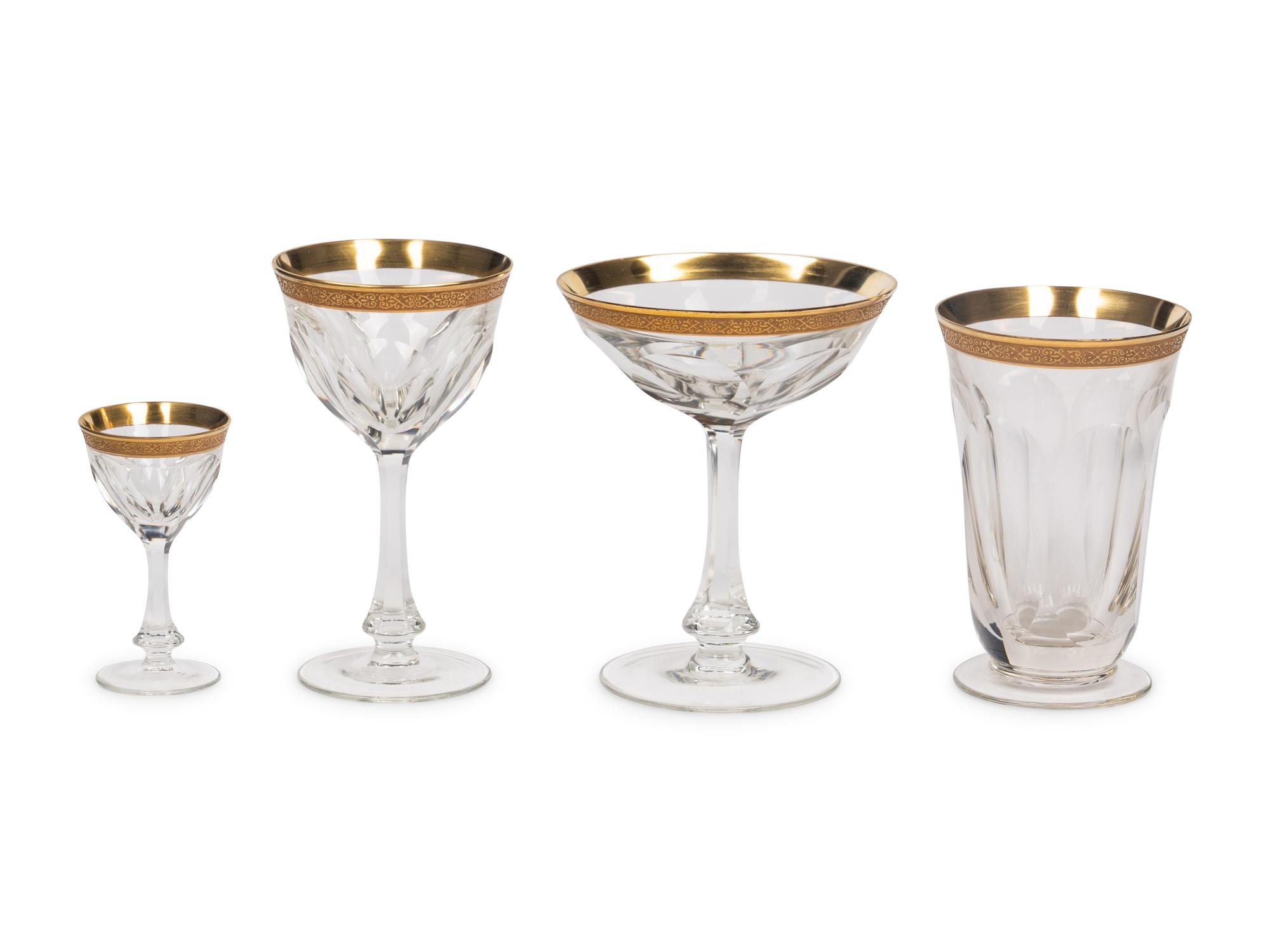 A Saint-Louis Gilt Decorated Cut Glass Stemware Service