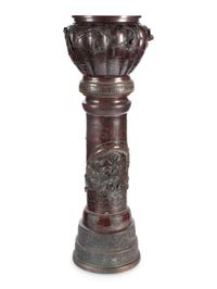 A Japanese Bronze Jardinière and Pedestal