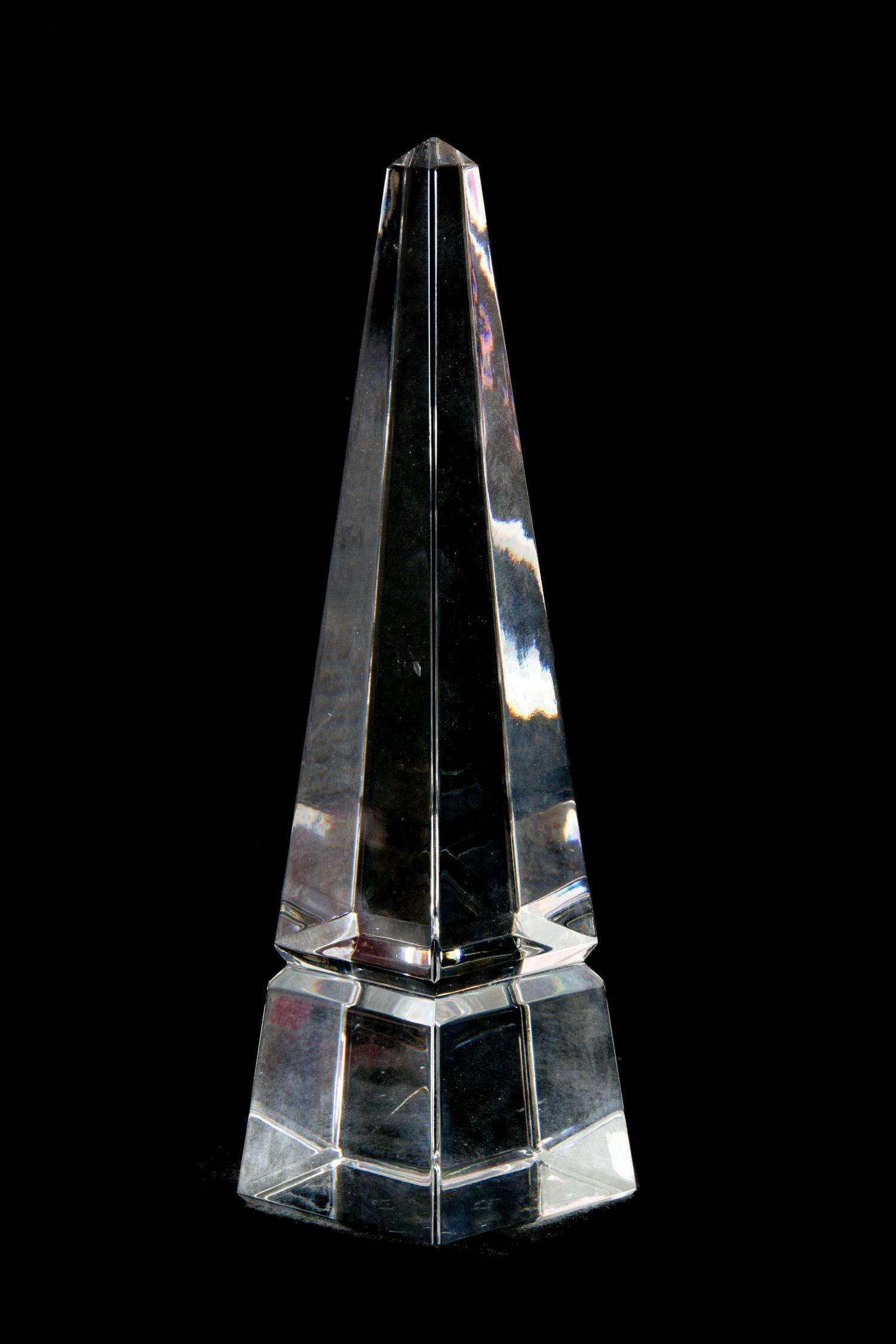 A Val St. Lambert Glass Obelisk Height 11 3/8 inches. — 20TH CENTURY