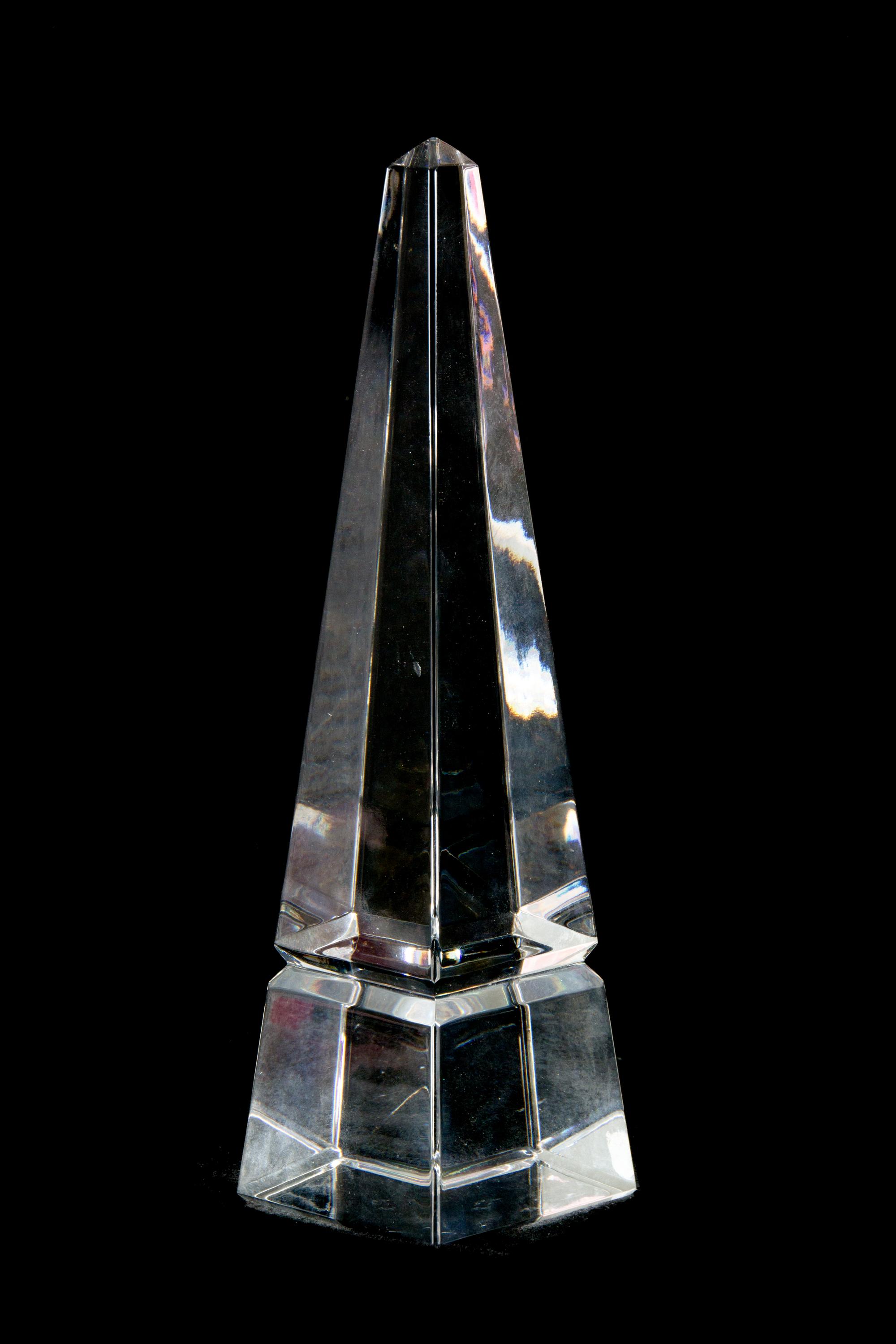 A Val St. Lambert Glass Obelisk Height 11 3/8 inches. — 20TH CENTURY