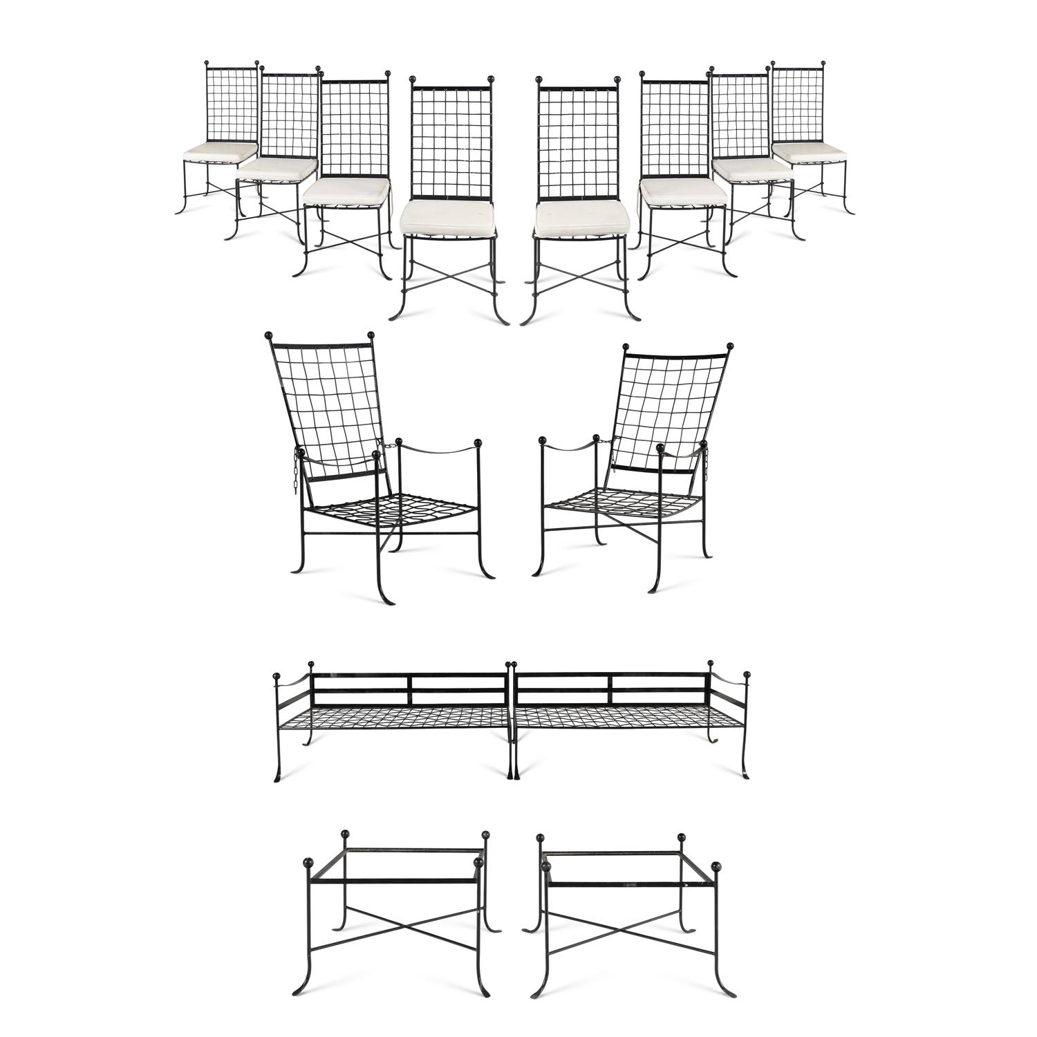 A Painted Metal Fifteen-Piece Garden Suite